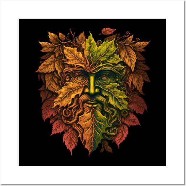 Jack Of The Wood Traditional Pagan Celtic Greenman Wall Art by ShirtFace